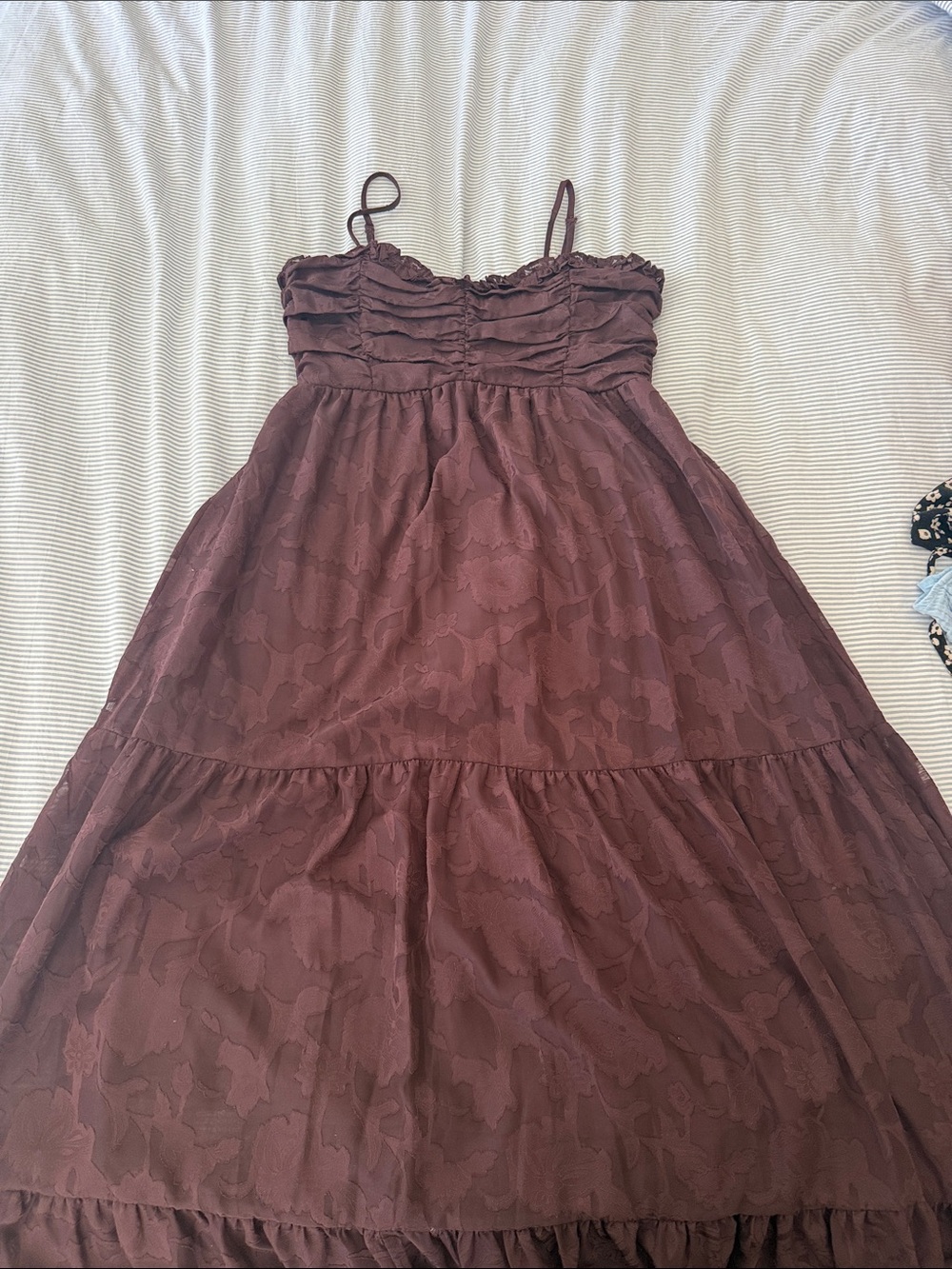 Altar'd State Deep Plum/ brown Smocked Dress Top